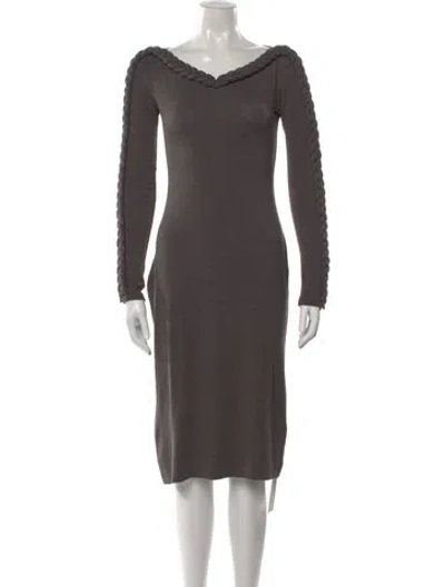 Pre-owned Bevza V-neck Knee-length Dress In Gray