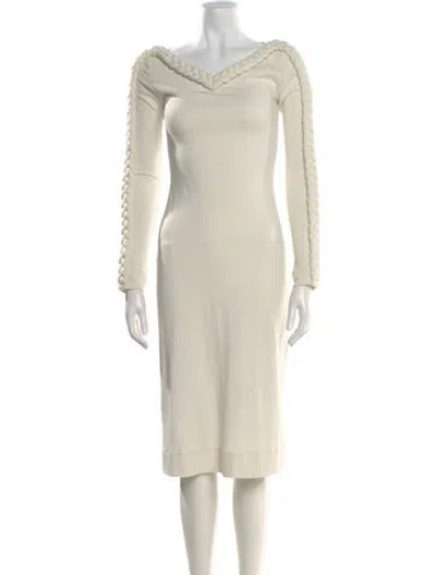 Pre-owned Bevza V-neck Knee-length Dress In Neutral