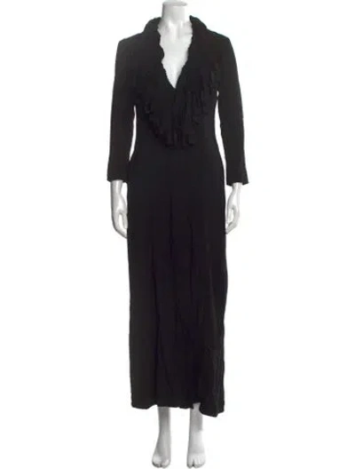 Pre-owned Bevza V-neck Long Dress In Black