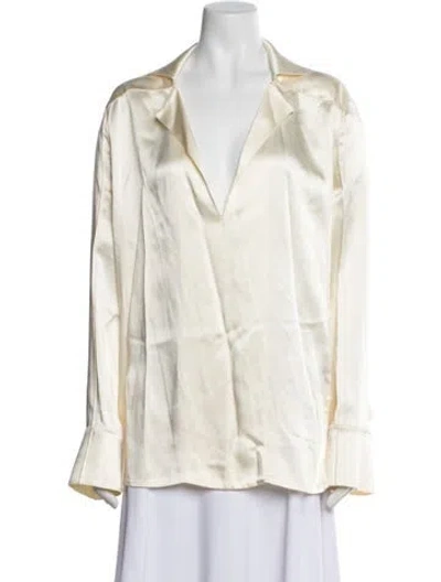 Pre-owned Bevza V-neck Long Sleeve Blouse In Yellow
