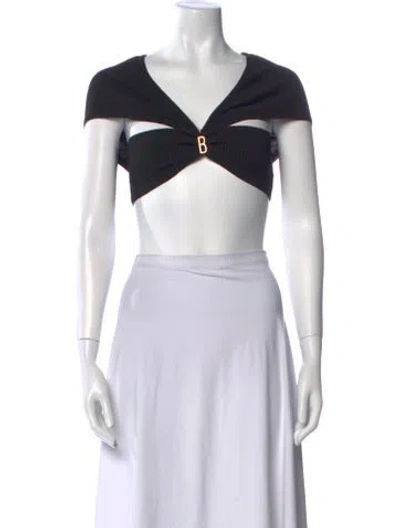 Pre-owned Bevza V-neck Short Sleeve Crop Top In Neutral