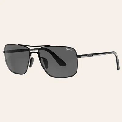 Bex Porter Matte Black Gray Aviator Sunglasses