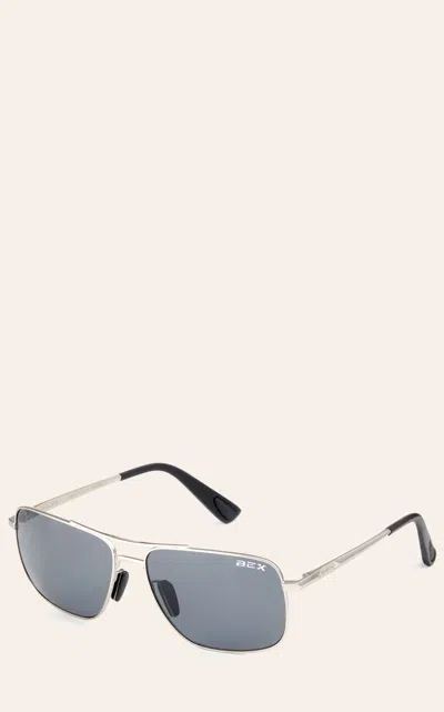 Bex Porter Matte Black Gray Aviator Sunglasses In Blue