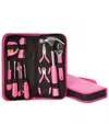 Bey-berk 20 Piece Lady's Tool Set In Zippered Canvas Case In Pink