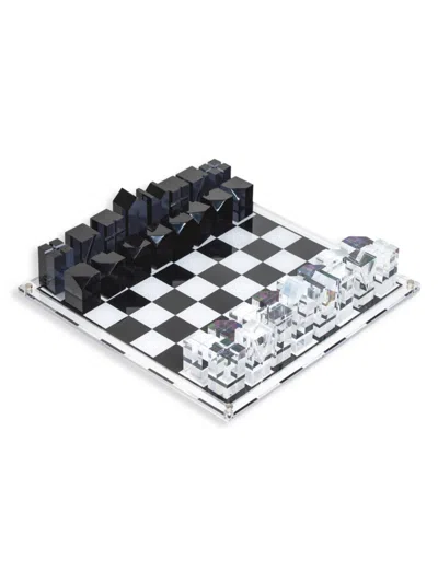 Bey-berk Kids' 28-piece Lucite Chess Set In Black
