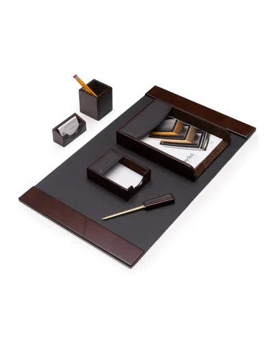 Bey-berk 6-piece Leather Desk Set In Brown
