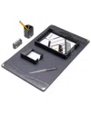 Bey-berk 6pc Grey Leather Desk Set
