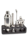Bey-berk Bar Set With Cocktail Shaker Set And Wood Base In Multi