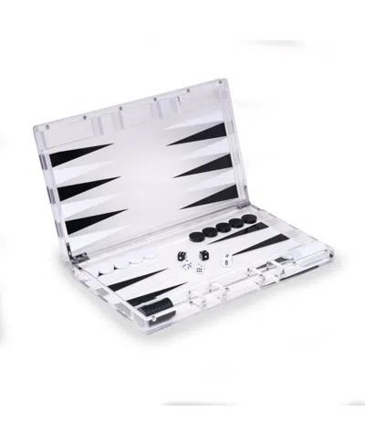 Bey-berk 14in Acrylic Backgammon Set In Clear