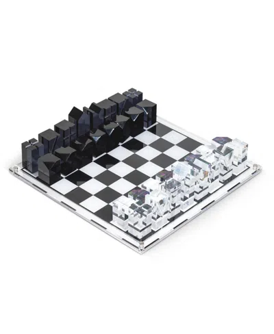 Bey-berk Acrylic 28 Piece Chess Set, King Measure 3", Board 14" X 14" In Multi Color