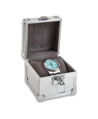 Bey-berk Aluminum Exterior Single Watch Case With Clasp Closure In Gray