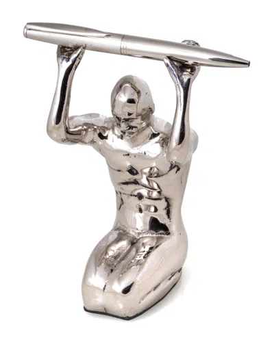 Bey-berk Antique Silver Plated Atlas Pen Holder