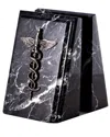 Bey-berk Beveled Black Zebra Marble Bookends