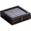 Bey-berk Black Leather 20 Cuff Link Box In Black