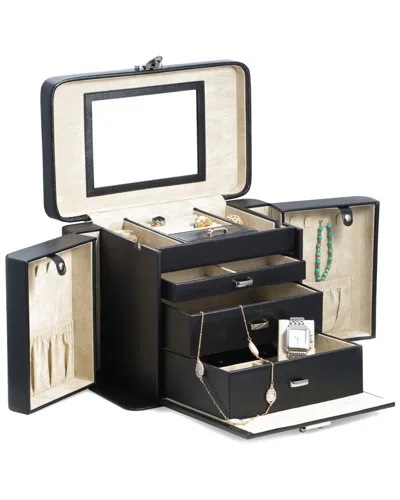 Bey-berk Black Leather 4 Level Jewelry Box