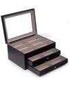 Bey-berk Black Wood 18-sunglass Storage Box In Black