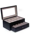 Bey-berk Black Wood 5-sunglass & 10-watch Storage Box In Black