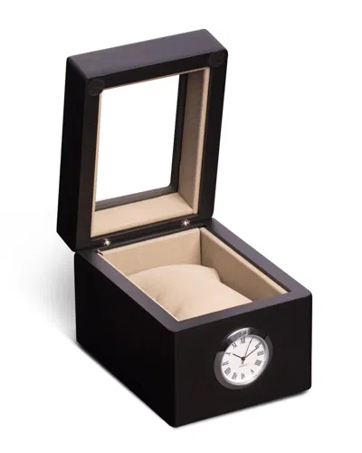 Bey-berk Black Wood Watch Box With Quartz Movement Clock