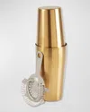 Bey-berk Boston Brushed Gold-tone Cocktail Shaker With Strainer