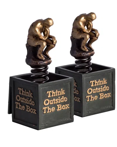 BEY-BERK BEY-BERK BRONZE FINISHED THINK OUTSIDE THE BOX BOOKENDS