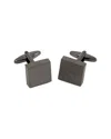 Bey-berk Brushed Gunmetal Square Cufflinks