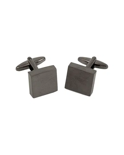 Bey-berk Brushed Gunmetal Square Cufflinks In Gray