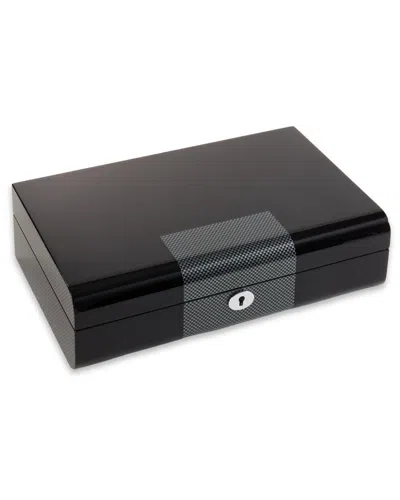 Bey-berk Carbon Fiber Design 10-watch Storage Case With Lock Closure In Black