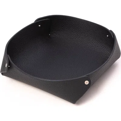 Bey-berk Catchall Leather Valet Tray In Grey
