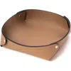 Bey-berk Catchall Leather Valet Tray In Taupe