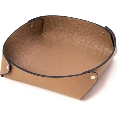Bey-berk Catchall Leather Valet Tray In Taupe