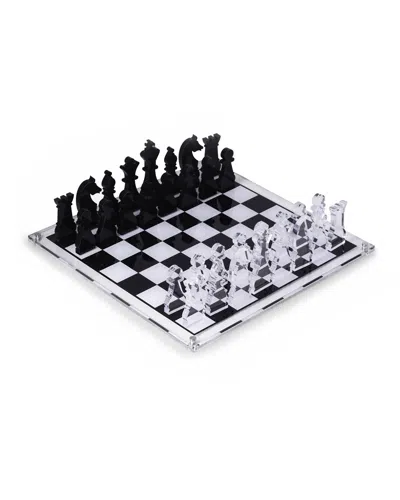 Bey-berk Charlie Acrylic Chess Set In Clear