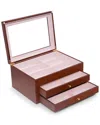 Bey-berk Cherry Wood 18-sunglass Storage Box In Brown