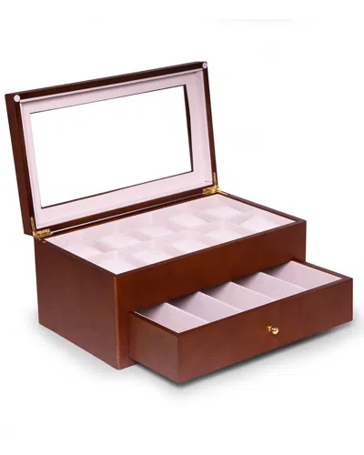 Bey-berk Cherry Wood 5-sunglass And 10-watch Storage Box In Brown