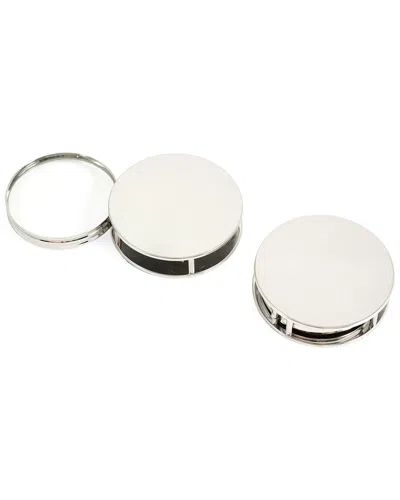 Bey-berk Chrome Plated Paperweight & Fold Out Magnifier In Metallic