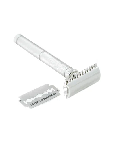 Bey-berk Chrome Plated Safety Razor With Diamond Cut Design In White