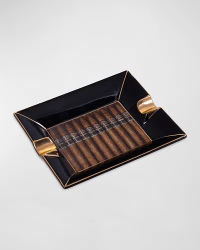 Bey-berk Cigar Design Porcelain Ashtray In Multi