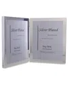 Bey-berk Clement Silver Plated Double 5inx7in Frame In Silver