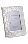 Bey-berk Croc Embossed 4" X 6" Picture Frame In Silver