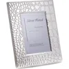 Bey-berk Croc Embossed 5" X 7" Picture Frame In Silver
