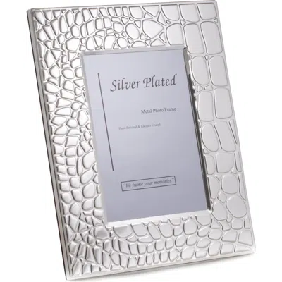 Bey-berk Croc Embossed 5" X 7" Picture Frame In Metallic