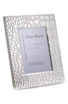 Bey-berk Croc Embossed 8" X 10" Picture Frame In Silver