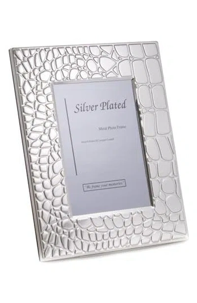Bey-berk Croc Embossed 8" X 10" Picture Frame In Metallic