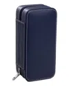 Bey-berk Davidson Blue Leather Double Watch Travel Case In Blue