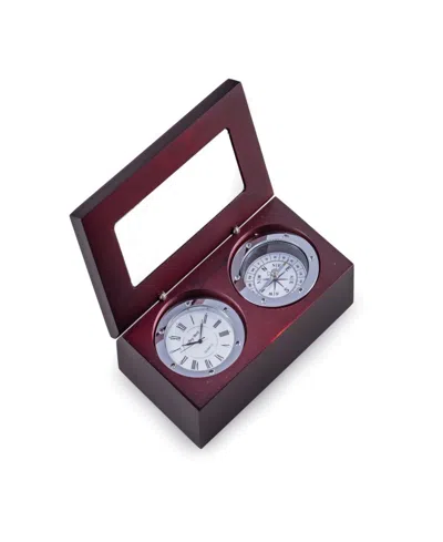 Bey-berk Desk Accent Clock In Dark Brown
