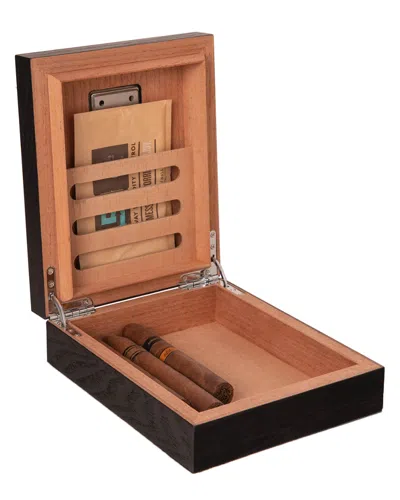 Bey-berk Espresso Wood Cigar Humidor Box In Black