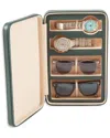 Bey-berk Francis Leather Watch & Sunglass Travel Case In Green