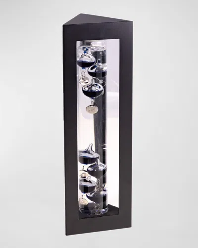 Bey-berk Galileo Thermometer With Black Weights, 13"l In Gray