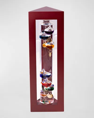 Bey-berk Galileo Thermometer With Multicolor Weights, 13"l In Burgundy