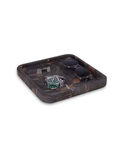 Bey-berk Genuine Emperador Marble Catch-all Tray In Brown