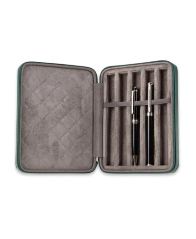 Bey-berk Genuine Leather Five Pen Storage Case In Green